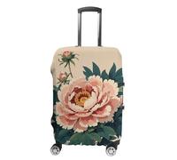 RLDOBOFE Vintage Peony Flowers Travel Luggage Cover Anti Scratch Suitcase Protector Washable Elastic Baggage Cover, white, Small, Stylish
