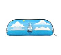 RLDOBOFE Vintage Simple Summer Nautical Pencil Pouch Leather,Small Pen Bags With Zipper For Pencils,Pens,Markers,Makeups,Change,Coins