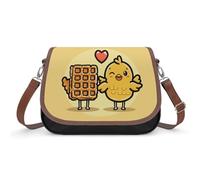 RLDOBOFE Waffles And Chicken Crossbody Bags for Women Vegan Leather Handbags with Adjustable Strap Trendy Medium Shoulder Bag Lightweight Travel Saddle Bag Little Purse Wallet