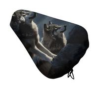 RLDOBOFE Waterproof Wolves in The Moonlight Bike Seat Cover Washable Bicycle Saddle Protector Oxford Cloth Rain Dust Sun Bike Seat Cushion Cover for Women Men City Mountain Outdoor