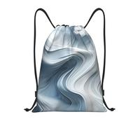 RLDOBOFE Wave Motion Image Drawstring Backpack Sports Gym Sackpack Waterproof Swim Bag Men Women Draw String Bag, Black, S