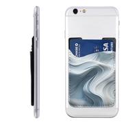 RLDOBOFE Wave Motion Image Phone Wallet, Stick On Card Holder for Back of Phone Case - Leather Cell Phone Card Wallet Sleeve Adhesive Phone Pocket - Compatible with Most Cell Phones