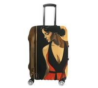 RLDOBOFE Wearing A Red Dress Travel Luggage Cover Anti Scratch Suitcase Protector Washable Elastic Baggage Cover, white, L, Stylish