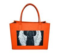 RLDOBOFE White Angel Wings Felt Tote Bag Reusable Kitchen Grocery Bag Versatile Large Capacity Commuter Handbags, Fruit Orange, One Size
