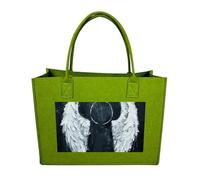 RLDOBOFE White Angel Wings Felt Tote Bag Reusable Kitchen Grocery Bag Versatile Large Capacity Commuter Handbags, Light Green, One Size