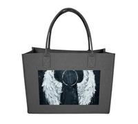 RLDOBOFE White Angel Wings Felt Tote Bag Reusable Kitchen Grocery Bag Versatile Large Capacity Commuter Handbags, Dark Gray, One Size