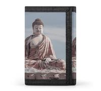 RLDOBOFE White Buddha Statue Wallet for Men, Extra Capacity Trifold Wallet for Women, Foldable Money Clip with ID Window for Pocket, Credit Card Holder, Personalized Wallets for Travel