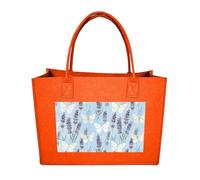RLDOBOFE White Butterfly Garden Felt Tote Bag Reusable Foldable Grocery Bag Versatile Large Capacity Commuter Handbag, Fruit Orange, One Size
