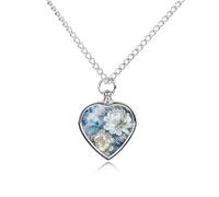 RLDOBOFE White Flowers Cremation Jewelry for Ashes Heart Urn Necklaces Personalized Memorial Necklace Dog Cat Keepsake Pendant Custom Small Locket Ash Holder for Women Men
