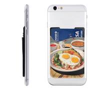 RLDOBOFE White Food Phone Wallet, Stick On Card Holder for Back of Phone Case - Leather Cell Phone Card Wallet Sleeve Adhesive Phone Pocket - Compatible with Most Cell Phones