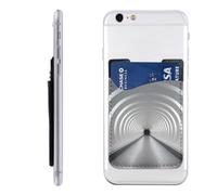 RLDOBOFE White Subway Tunnel Phone Wallet, Stick On Card Holder for Back of Phone Case - Leather Cell Phone Card Wallet Sleeve Adhesive Phone Pocket - Compatible with Most Cell Phones