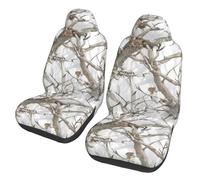RLDOBOFE White Tree Camo Print Car Seat Covers 2 Pcs Front Auto Seat Covers Car Bucket Seats Protector Covers Aesthetic Car Accessories Interior Cushion Decoration
