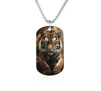 RLDOBOFE Wild Tiger Dog Tag Pendant Personalized Picture Necklace Custom Military Tag Pendant with Box Chain Memorial Photo Jewelry Keepsake Gift for Men Women Husband