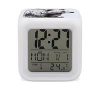 RLDOBOFE Wildlife Bear LED Alarm Clock with 7 Color Changing Digital Night Light Small Wake Up Cube Clock with Date Temperature Display Multi-Functional Home Decor for Bedroom