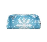 RLDOBOFE Winter Snowflake print Pencil Bag waterproof Zipper Pencil Case Leather Pen Box Cosmetic Bag For Office Pencil