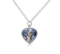 RLDOBOFE Winter Snowman Cremation Jewelry for Ashes Heart Urn Necklaces Personalized Memorial Necklace Dog Cat Keepsake Pendant Custom Small Locket Ash Holder for Women Men