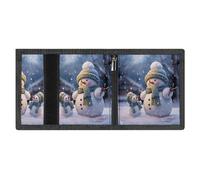 RLDOBOFE Winter Snowman Trifold Wallet Minimalist Mens Wallet with Key Hook 8 Card Slots Modern Stylish Polyester Security Wallets Fashion Slim Credit Card Holder Id Window