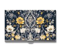 RLDOBOFE With Floral Pattern Business Card Holder, Slim Aluminum Alloy Card Case, Pocket Name Card Organizer Holder Wallet for Woman, Man, Pocket Or Bag Storage, Office Workers