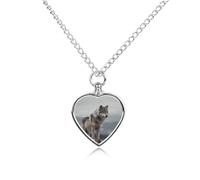 RLDOBOFE Wolf on The Mountain Cremation Jewelry for Ashes Heart Urn Necklaces Personalized Memorial Necklace Dog Cat Keepsake Pendant Custom Small Locket Ash Holder for Women Men