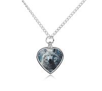 RLDOBOFE Wolf Sitting in The Snow Pet Urn Necklaces for Ashes, Heart-Shaped Pendant for Cat Lover, Custom Dog Cremation Keepsake Jewelry, Picture Necklace Personalized for Loss of Dog