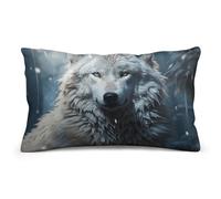 RLDOBOFE Wolf Sitting in The Snow Throw Pillow Covers for Sofa, Super Soft Body Plush Pillow Cases with Zipper for Bedroom, Breathable Fuzzy Cushion Cases 8"x12" for Living Room, Hotel