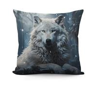 RLDOBOFE Wolf Sitting in The Snow Throw Pillow Covers for Sofa, Super Soft Body Plush Pillow Cases with Zipper for Bedroom, Breathable Fuzzy Cushion Cases for Living Room, Hotel, 18inch