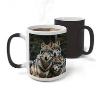 RLDOBOFE Wolves Wildlife Ceramic Color Changing Mug Heat Transforming Activated Mug 11 Oz Heat Changing Sensitive Tea Cup Magic Novelty Coffee Cup Drinkware Home Kitchen Gift