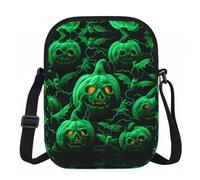 RLDOBOFE Women Cell Phone Purse Small Crossbody Bags Zipper Sling Purses Travel Shoulder Handbag Green Ghost Horror Halloween Pumpkin Messenger Bag