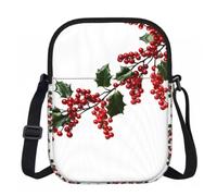 RLDOBOFE Women Cell Phone Purse Small Crossbody Bags Zipper Sling Purses Travel Shoulder Handbag Holly Berry Branches Messenger Bag