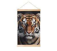 RLDOBOFE Wooden Shaft Hanging Poster Tiger Wall Art Prints Canvas Paintings with Wood Frames Vintage Wall Banner Modern Artwork for Home Decor Tapestry Ready to Hang