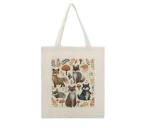 RLDOBOFE Woodland Raccoon Animals Print Canvas Tote Bag Reusable Grocery Bag Lightweight Shopping Cloth Bags with Long Handles Aesthetic Cute Shoulder Bags for Women Lady Casual Vacation