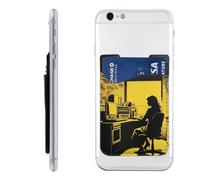 RLDOBOFE Working Woman Phone Wallet, Stick On Card Holder for Back of Phone Case - Leather Cell Phone Card Wallet Sleeve Adhesive Phone Pocket - Compatible with Most Cell Phones
