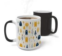 RLDOBOFE Yellow Bear Pattern Ceramic Color Changing Mug Heat Transforming Activated Mug 11 Oz Heat Changing Sensitive Tea Cup Magic Novelty Coffee Cup Drinkware Home Kitchen Gift