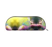 RLDOBOFE Yellow Butterfly Pencil Pouch Leather,Small Pen Bags With Zipper For Pencils,Pens,Markers,Makeups,Change,Coins