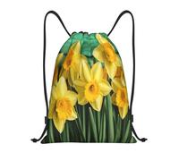 RLDOBOFE Yellow Daffodils Flowers Drawstring Backpack Sports Gym Sackpack Waterproof Swim Bag Men Women Draw String Bag, Black, S