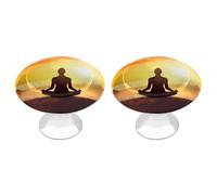 RLDOBOFE Yoga Meditation Drawer Handles for Kitchen, Round 2 Pack Dresser Pulls for Bedroom, Stainless Steel Cabinet Pulls for Restaurant, Personalized Drawer Knobs for Cupboard