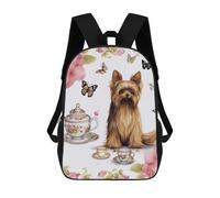 RLDOBOFE Yorkshire Terrier Tea Party Butterflies Roses 17 Inch Laptop Backpack for Men Women Travel Backpack Daypack Work Bag Laptop Bookbag