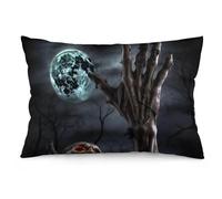RLDOBOFE Zombie Hand Dark Halloween Throw Pillow Covers for Sofa, Super Soft Body Plush Pillow Cases with Zipper for Bedroom, Breathable Fuzzy Cushion Cases 12 "x20 for Living Room, Hotel