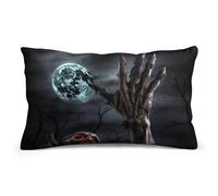 RLDOBOFE Zombie Hand Dark Halloween Throw Pillow Covers for Sofa, Super Soft Body Plush Pillow Cases with Zipper for Bedroom, Breathable Fuzzy Cushion Cases 8"x12" for Living Room, Hotel