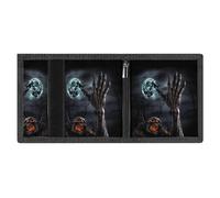 RLDOBOFE Zombie Hand Dark Halloween Trifold Wallet Minimalist Mens Wallet with Key Hook 8 Card Slots Modern Stylish Polyester Security Wallets Fashion Slim Credit Card Holder Id Window