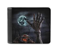 RLDOBOFE Zombie Hand Dark Halloween Wallet Passcase for Men, Extra Capacity Bifold Leather Wallets with ID Windows, Slim Stylish Wallet for Gift, Blocking Money Clip for Cards, Coin Pouch