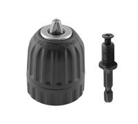 RLECS 1/4 Inch Hexagonal Shank Black Triple Jaw Keyless Drill Chuck Adaptor Electric Wrench Adapter Tool 0.8 to 10mm Wide Clamping Range 3/8-24 UNF Standard Threads Compatible Impact Drivers