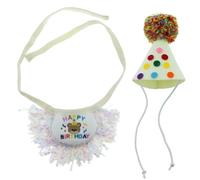 RLECS 1 Set Small Scarf and Party Hat Pet Birthday Cotton Polyester Clothing Suitable for Everyday Wear Festive Occasions Photography