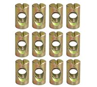 RLECS 12pcs M8 Pozidriv Slotted Barrel Nuts Cross Dowels Slotted Nuts Horizontal Hole Nut Hammer Embedded Nut for Furniture Beds Crib Chairs - M8 x 20mm