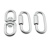 RLECS 3PCS 304 Stainless Steel M6 Quick Connect Ring M6 Swivel Ring Silver Keychain Connector for Swings Hammocks Sandbag Sports Rope