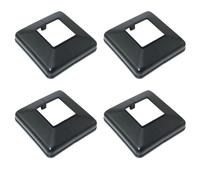 RLECS 4PCS Plastic Railing Base Covers 50x50mm Base Frame 113x113 mm Split Covers for Square Tubing Balcony Decorative Covers to Hide Unsightly Areas for Stair Posts Porch Handrails Black