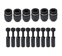 RLECS 6 Pcs 1/4 Inch Pneumatic Cap Plug Fitting and 10 Pcs 1/4 Inch Pneumatic Plugs for 1/4 Pneumatic Tube and Pneumatic Fittings