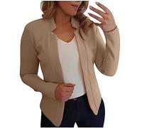 RLEHJN Blazer for Women UK Clearance Blazer Jacket Long Sleeve Suit Blazer Solid Color Coat Stand Collar Workwear Plain Open Front Cardigans with Pockets Casual Outerwear 8-22