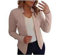 RLEHJN Blazer for Women UK Clearance Blazer Jacket Long Sleeve Suit Blazer Solid Color Coat Stand Collar Workwear Plain Open Front Cardigans with Pockets Casual Outerwear 8-22