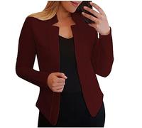 RLEHJN Blazer for Women UK Clearance Blazer Jacket Long Sleeve Suit Blazer Solid Color Coat Stand Collar Workwear Plain Open Front Cardigans with Pockets Casual Outerwear 8-22